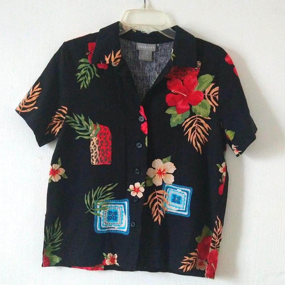 Vintage Capacity Hawaiian Shirt Blouse Size M